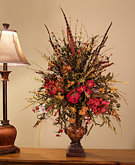 Candle Holder with Feathers and Wildflowers